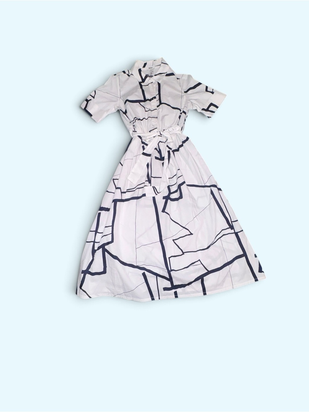 DKNY Women's Abstract Printed Cotton Flattering Midi Shirtdress Size 8 MSRP $129 - Picture 2 of 3